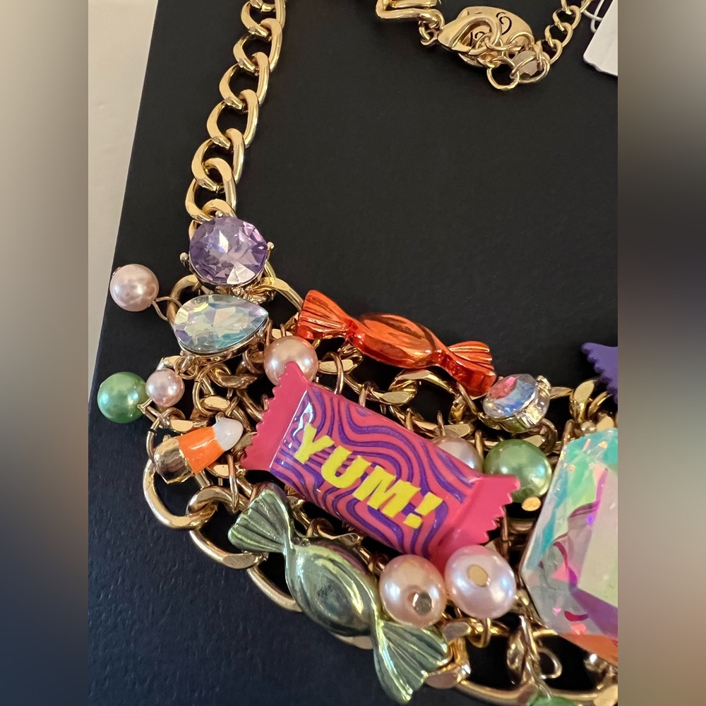 Betsey Johnson Gold Necklace with Multicolor Candy Charms - Picture 12 of 16